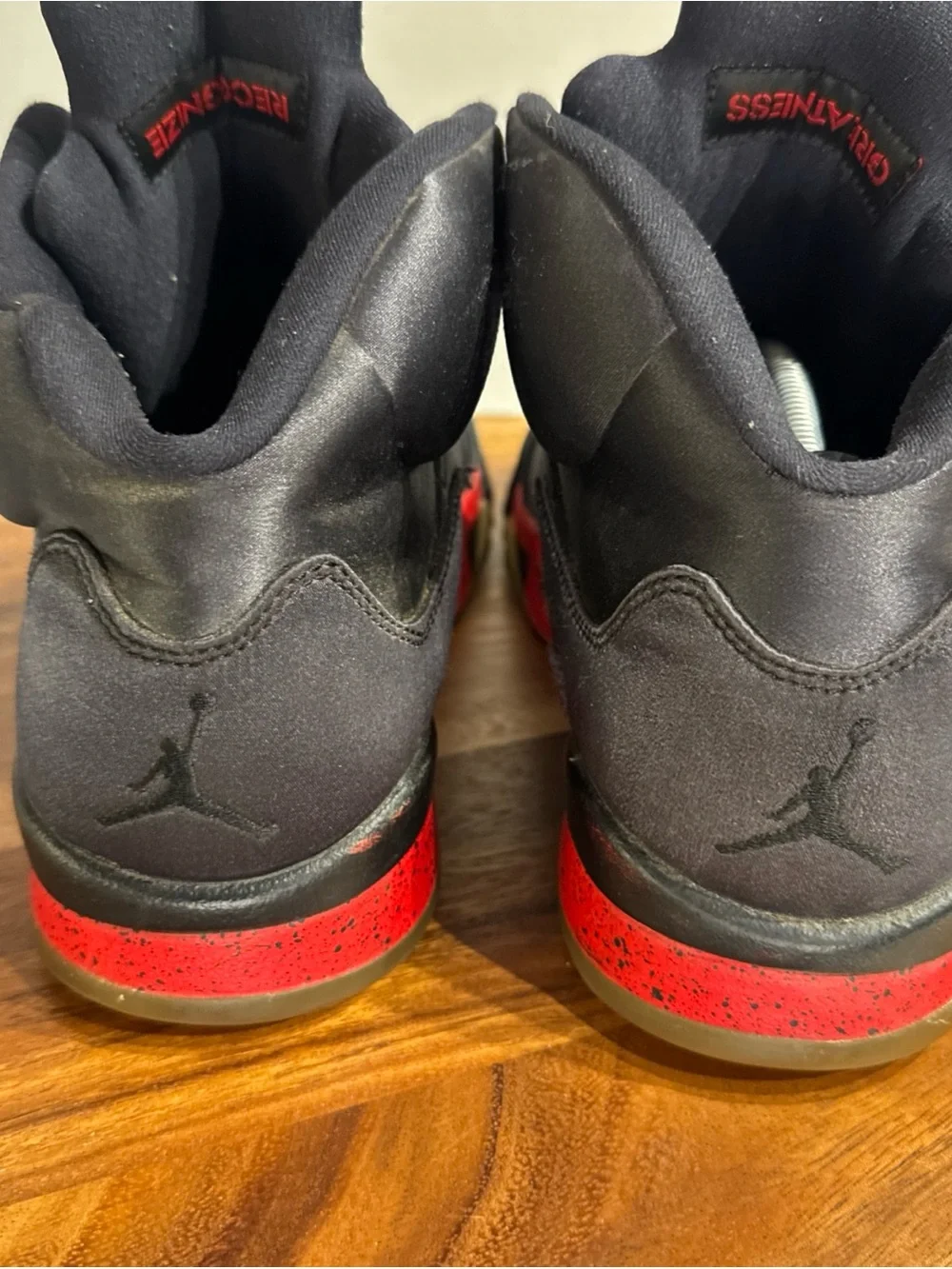 Air Jordan 5 Retro Satin Bred Black Red High Top Sneakers Men’s Size 10.5